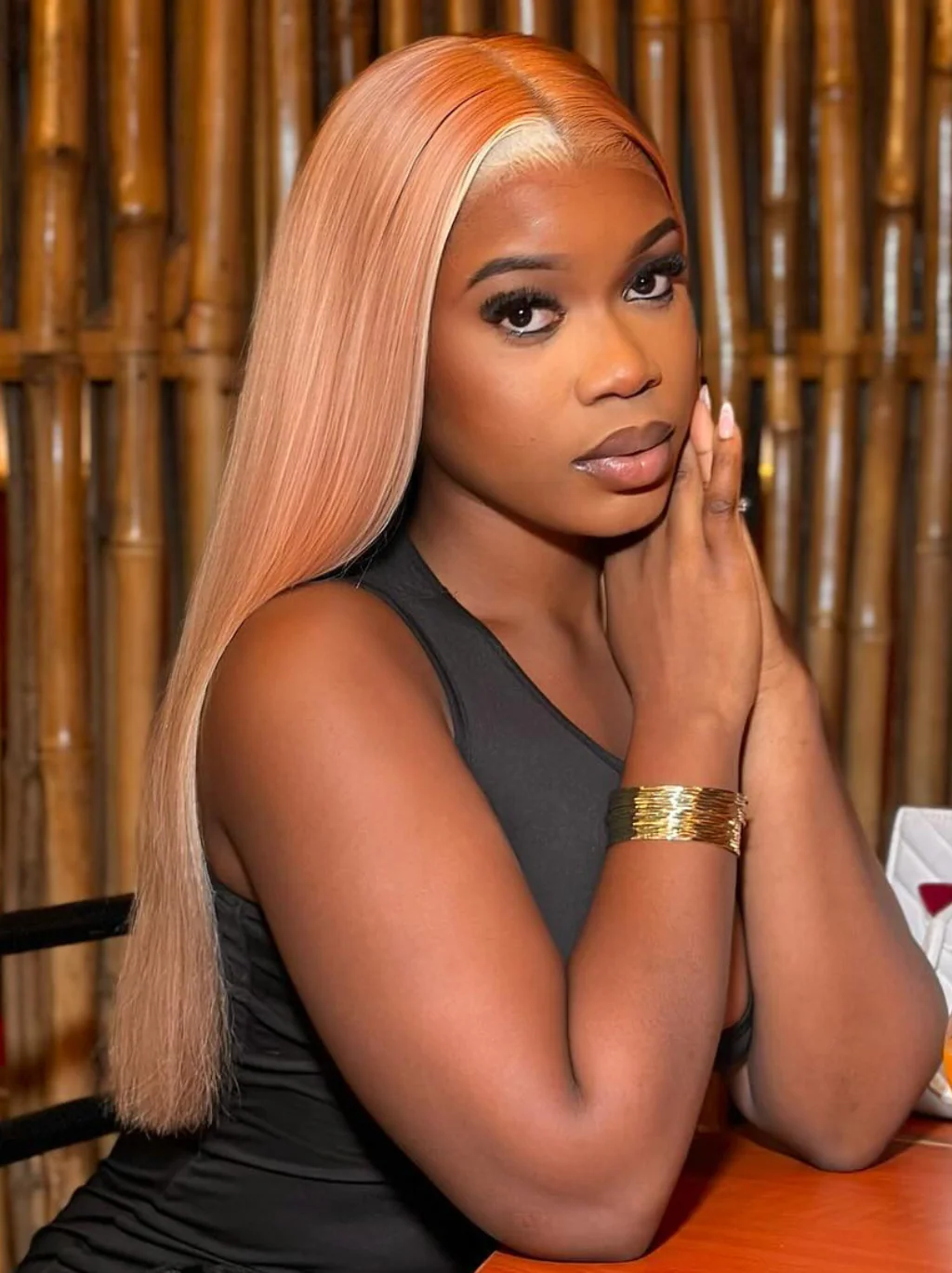 Dorsanee Highlights Blonde & Pink Skunk Stripe Colored Body Wave 13x4 Lace Frontal Wig - Image 6