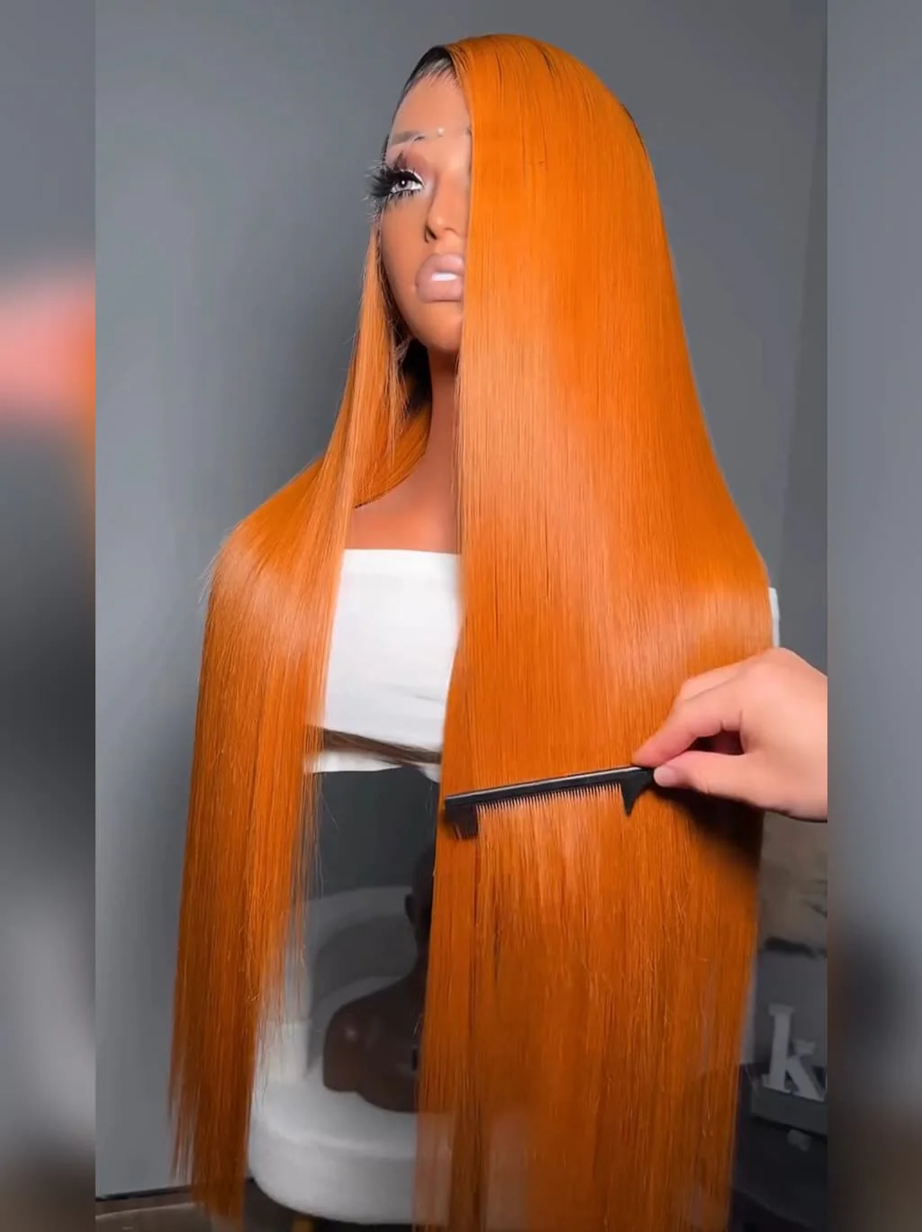 Dorsanee Luxury Copper Ginger Orange 13X4 Lace Front Remy Human Hair Wigs 250 300 Density - Image 2