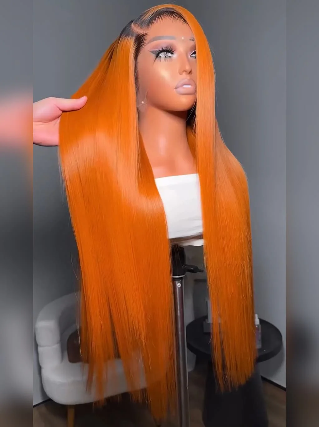 Dorsanee Luxury Copper Ginger Orange 13X4 Lace Front Remy Human Hair Wigs 250 300 Density - Image 3