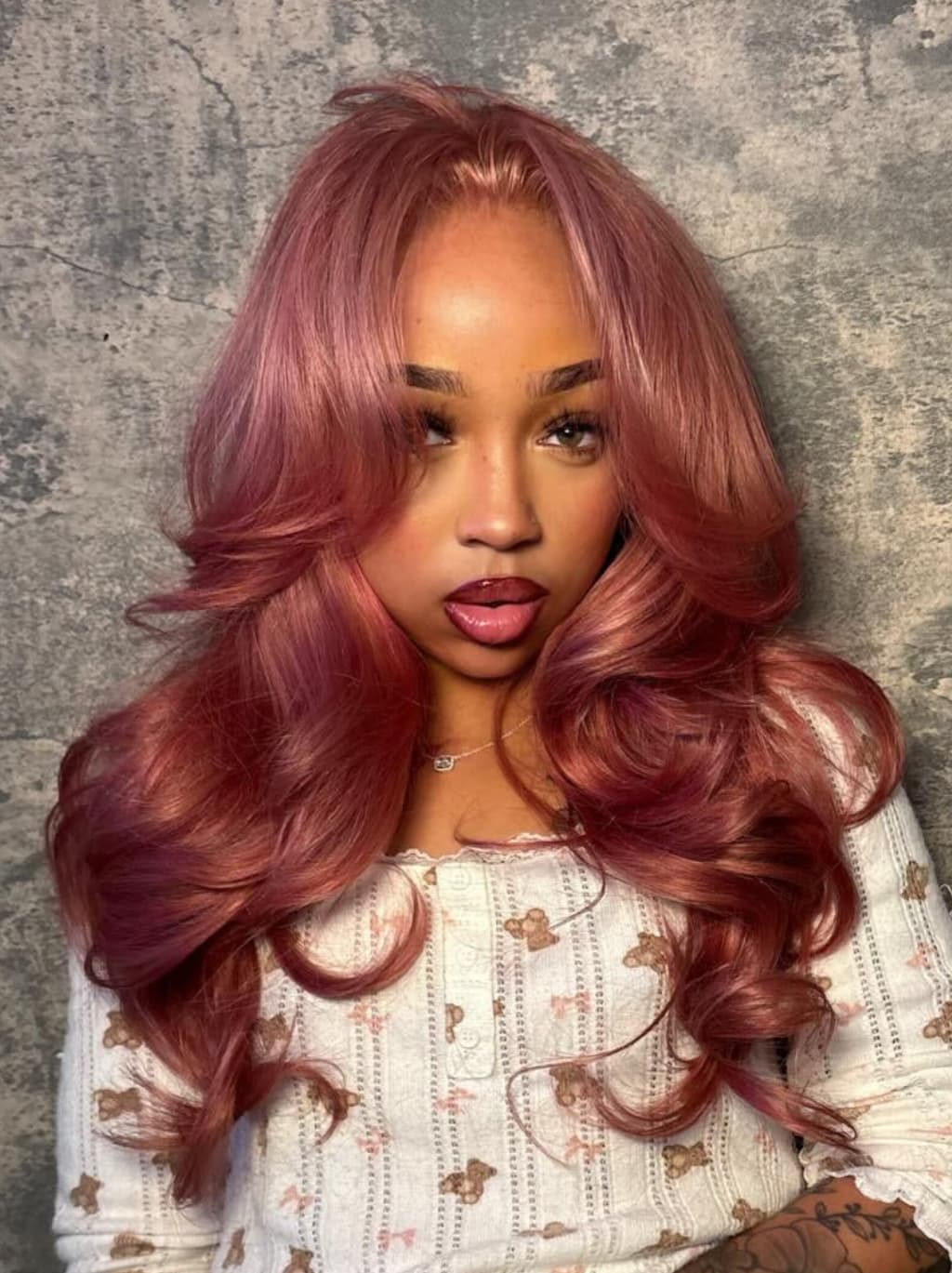 Dorsanee Luxury Dusty Rose Copper Auburn Red 13x4 Lace Front Virgin Human Hair Wigs 200 Density - Image 3