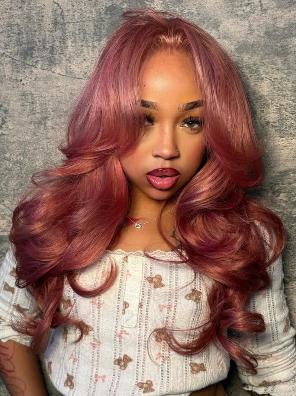 Dorsanee Luxury Dusty Rose Copper Auburn Red 13x4 Lace Front Virgin Human Hair Wigs 200 Density - Image 4