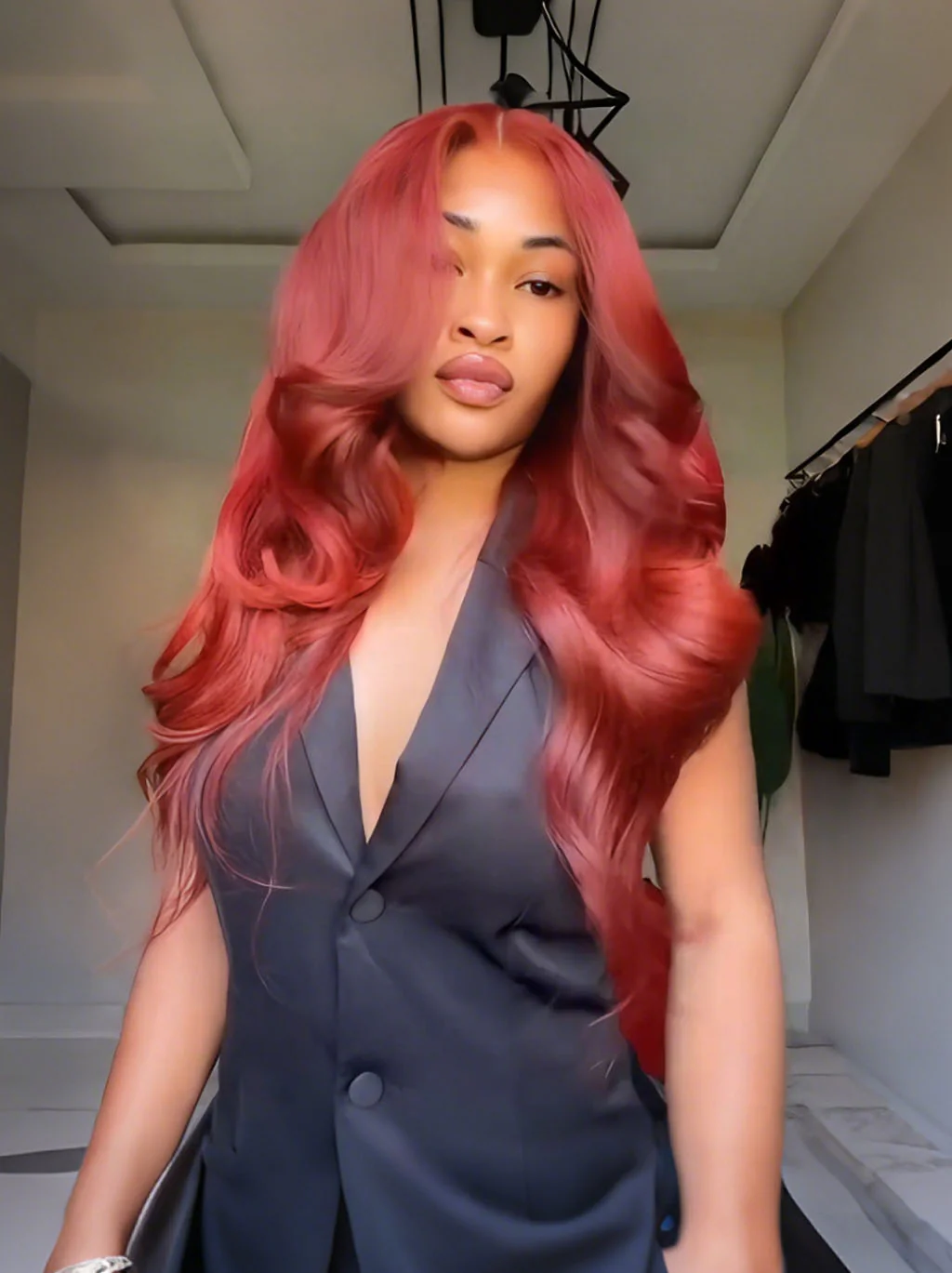 Dorsanee Luxury Dusty Rose Copper Red 13x4 Lace Front Virgin Human Hair Wigs 200 Density - Image 4