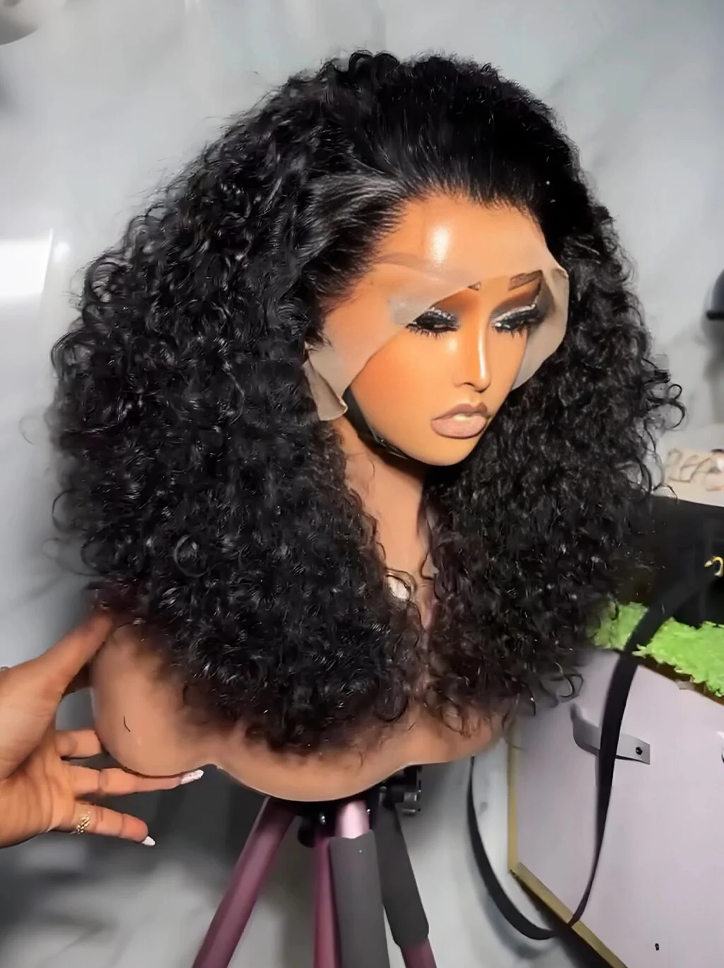 Dorsanee Luxury Kinky Curly Volume Short Bob 13x4 Lace Front Virgin Human Hair Wigs - Image 2