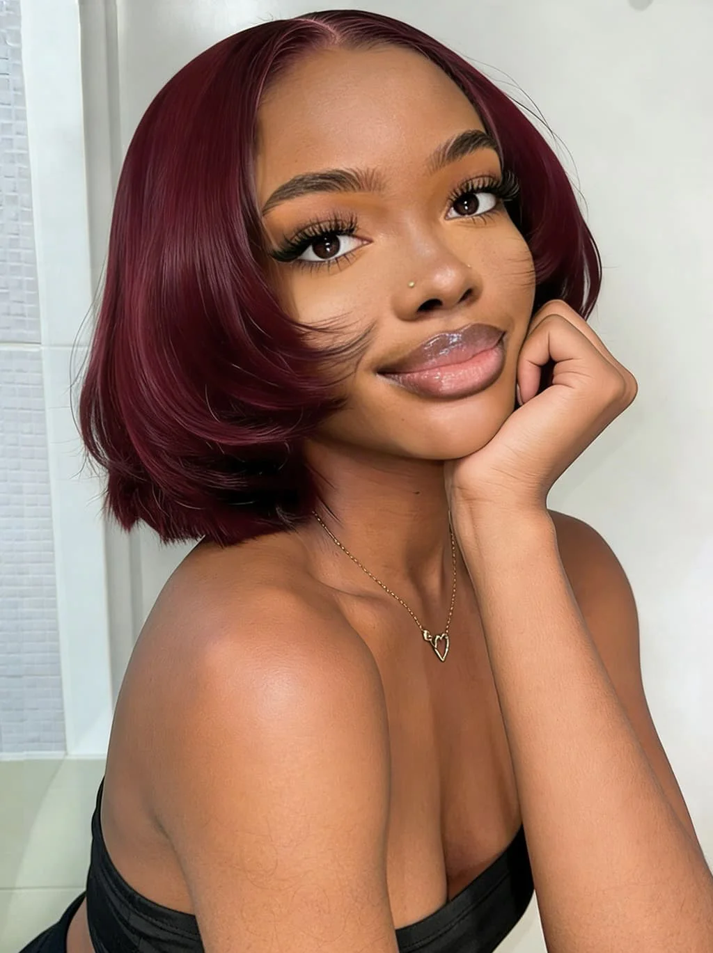 Dorsanee Luxury Layered Rounded Blowout Short Bob 13x4 Lace Front Human Hair Wigs - Image 6