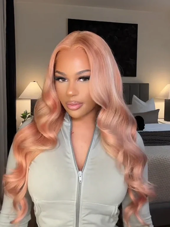 Dorsanee Milk Tea Brown With Pink Blonde Highlight 13x4 HD Lace Front Body Wave Hair Wig - Image 3