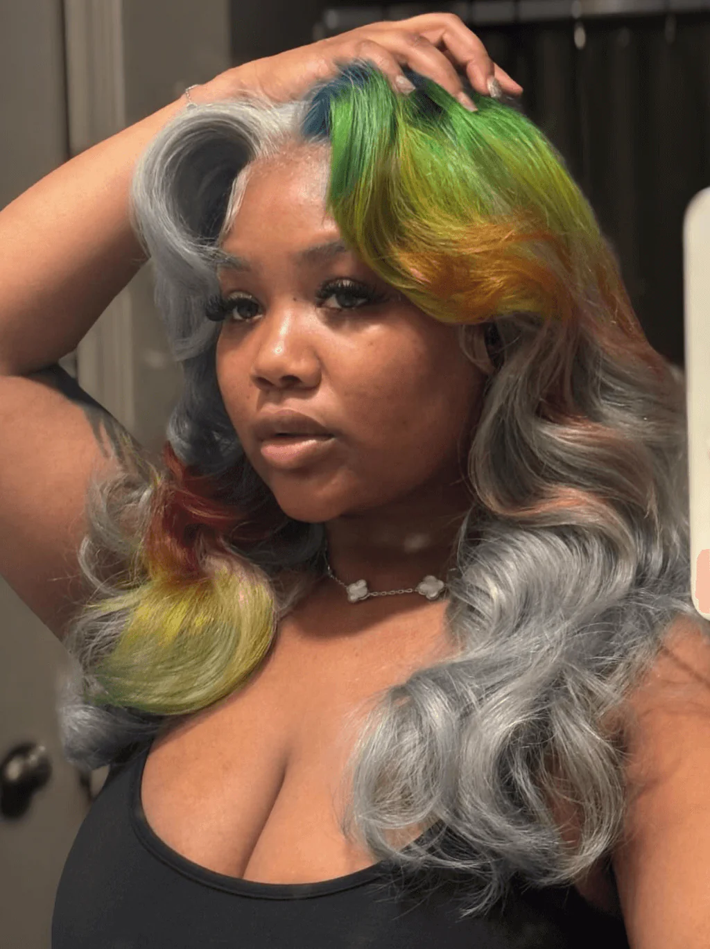 Dorsanee Multi Color Gray Blue Green Ginger HD Lace Front Virgin Human Hair Wig - Image 2