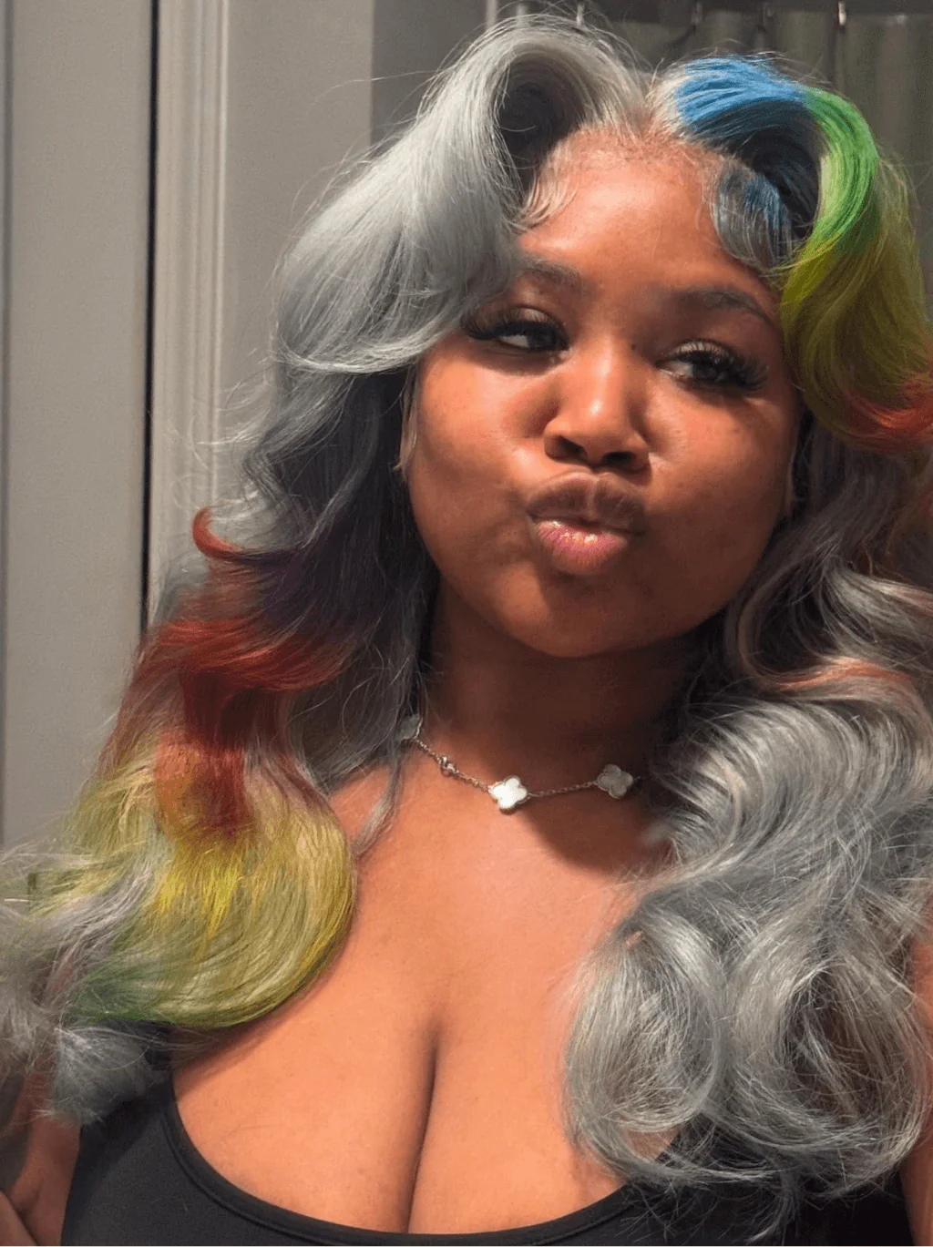 Dorsanee Multi Color Gray Blue Green Ginger HD Lace Front Virgin Human Hair Wig - Image 3