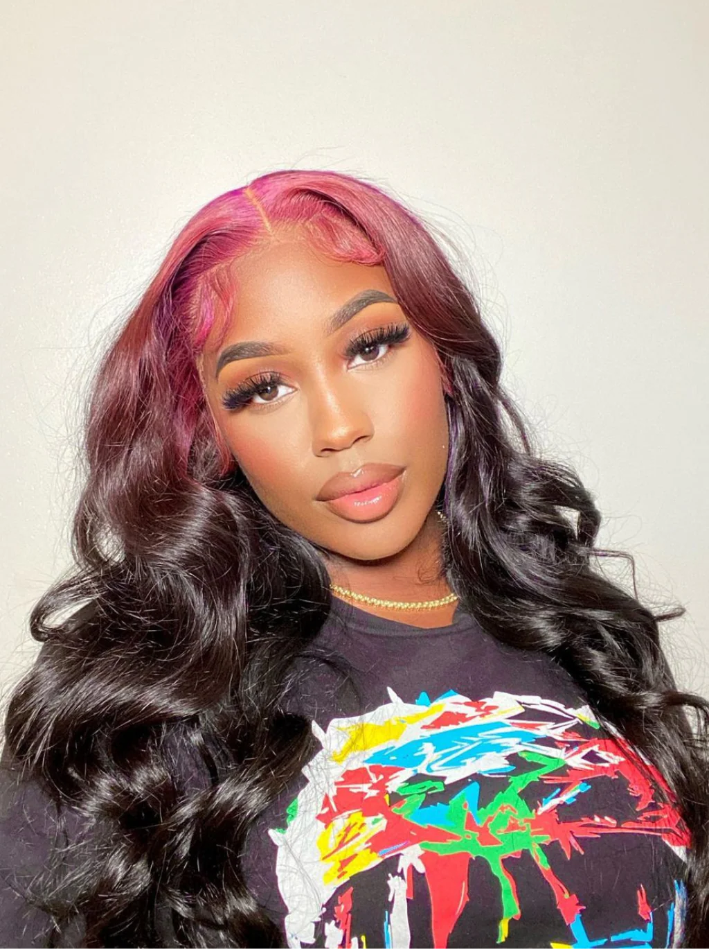 Dorsanee Natural Black Loose Wave Wig With Ombre Purple Roots 13x4 HD Lace Front Human Hair Wigs - Image 4