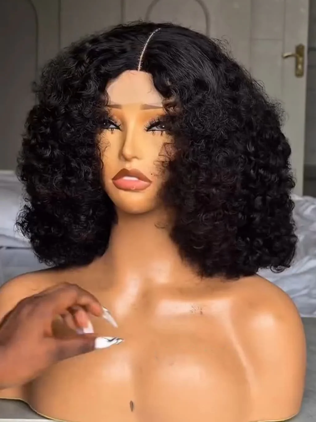 Dorsanee Natural Coily Kinky Curly Short Bob 13x4 Lace Frontal Human Hair Wigs - Image 2