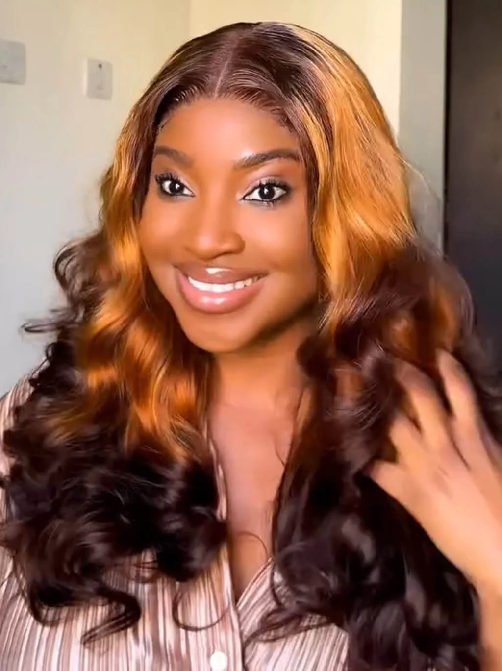Dorsanee Ombr Brown Black Bouncy Loose Wave 13x4 Lace Front Virgin Human Hair Wigs - Image 3