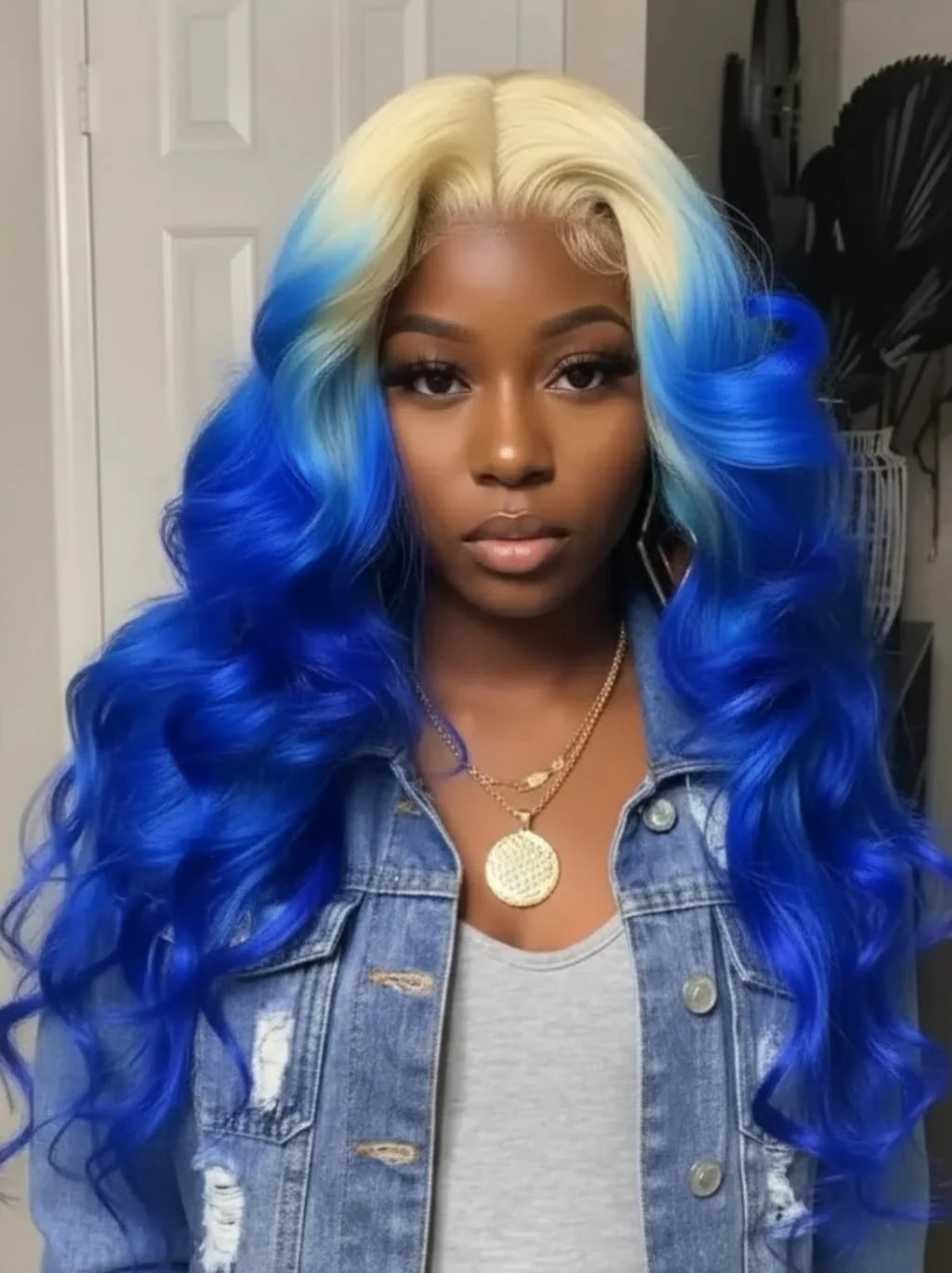 Dorsanee Ombre 613 Blonde Blue 13x4 Lace Front Human Hair Wigs 200 Density - Image 4