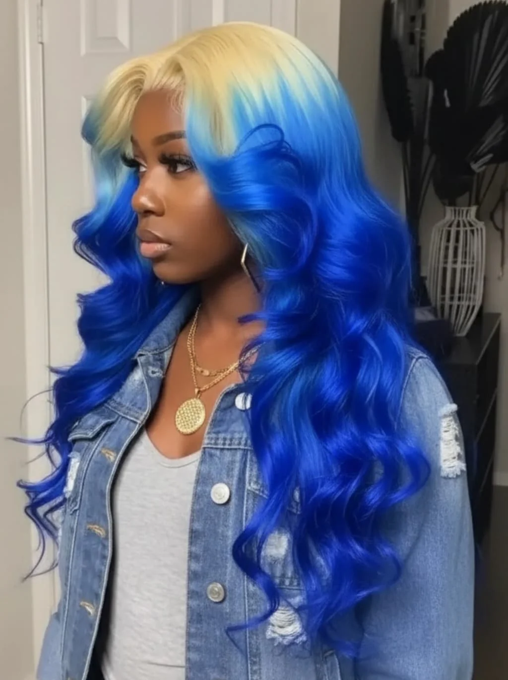 Dorsanee Ombre 613 Blonde Blue 13x4 Lace Front Human Hair Wigs 200 Density - Image 5
