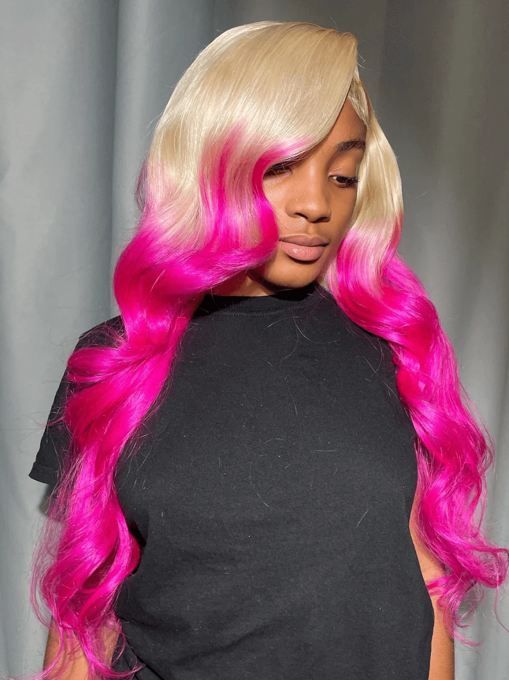 Dorsanee Ombre 613 Blonde Hot Pink Red 13x4 Lace Front Human Hair Wigs - Image 2