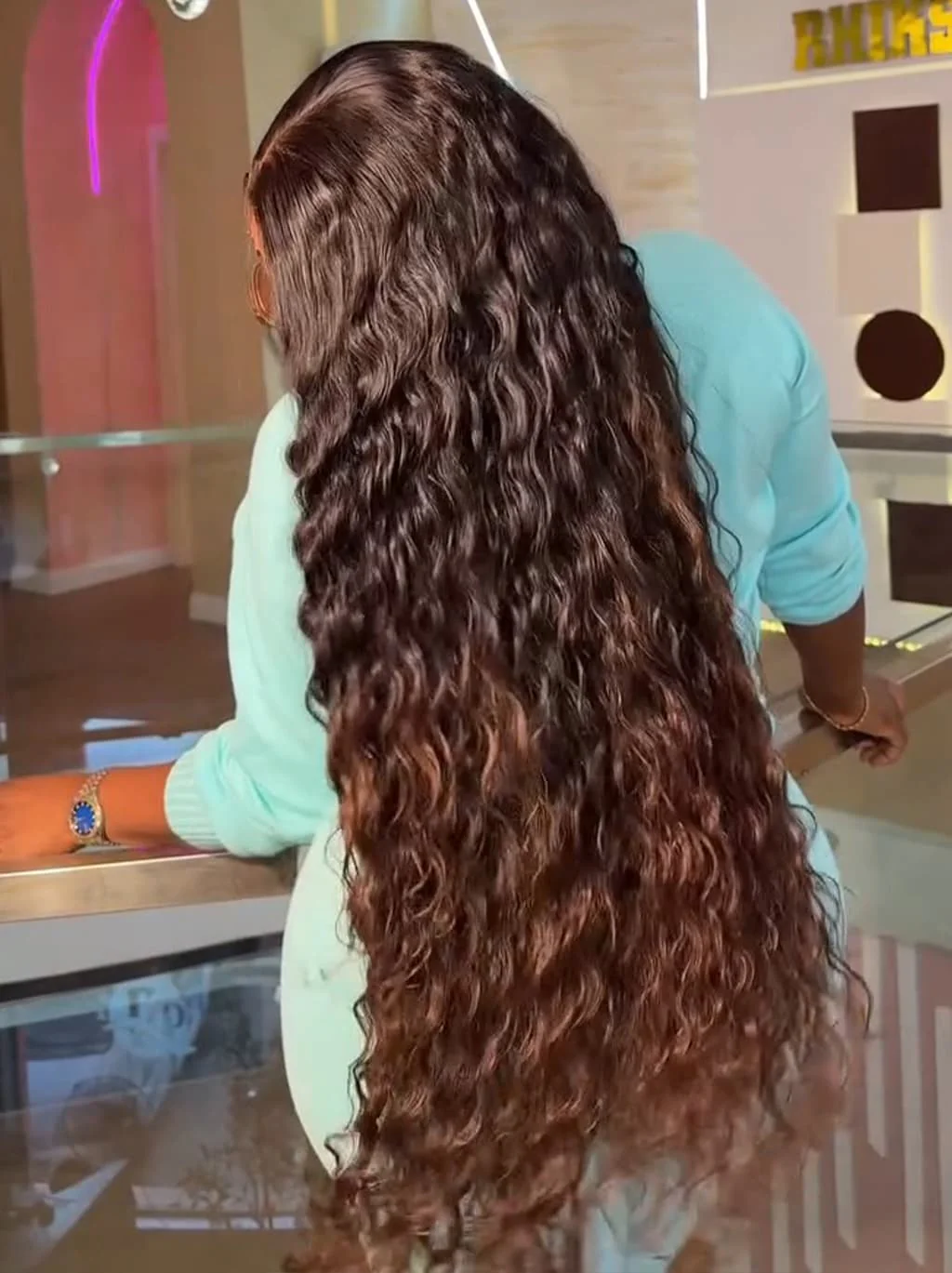 Dorsanee Ombre Black Brown Beach Water Wave 13X4 Lace Front Human Hair Wigs 250 300 Density - Image 2