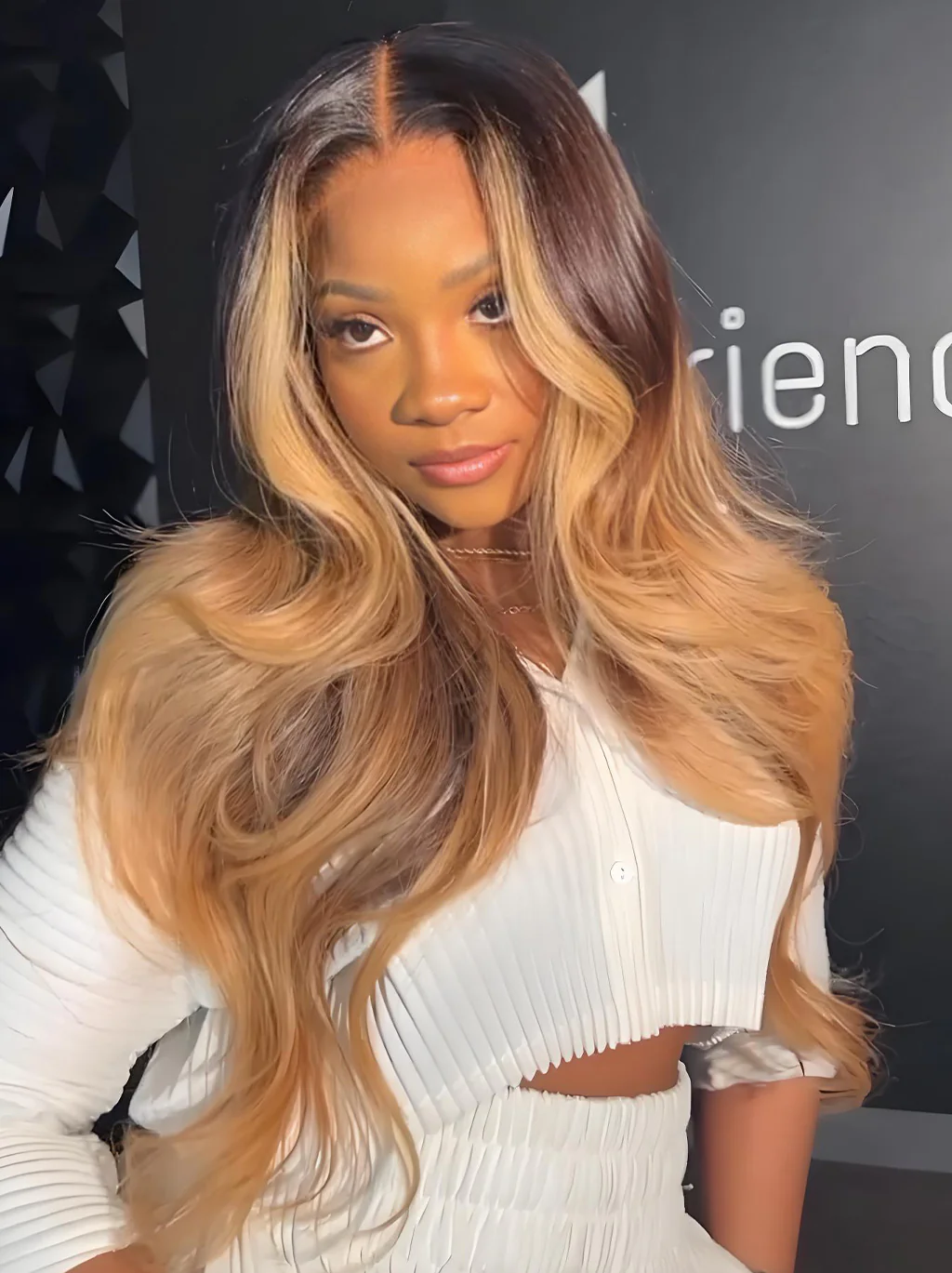 Dorsanee Ombre Black Brown Skunk Stripe 13x4 Lace Front Virgin Human Hair Wigs - Image 2