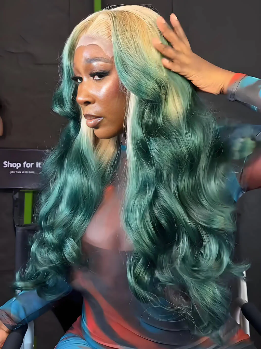 Dorsanee Ombre Blonde Dark Green 13x4 HD Lace Front Virgin Remy Human Hair Wigs - Image 3