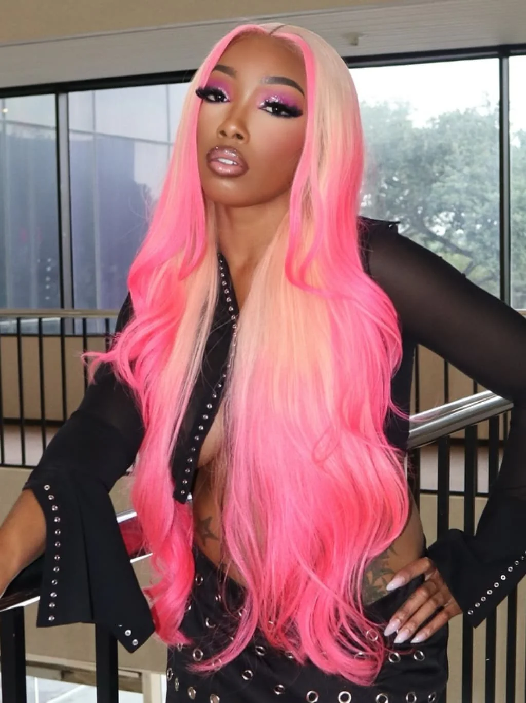 Dorsanee Ombre Blonde Pink 13x4 Lace Front Virgin Human Hair Wigs 200 Density - Image 3