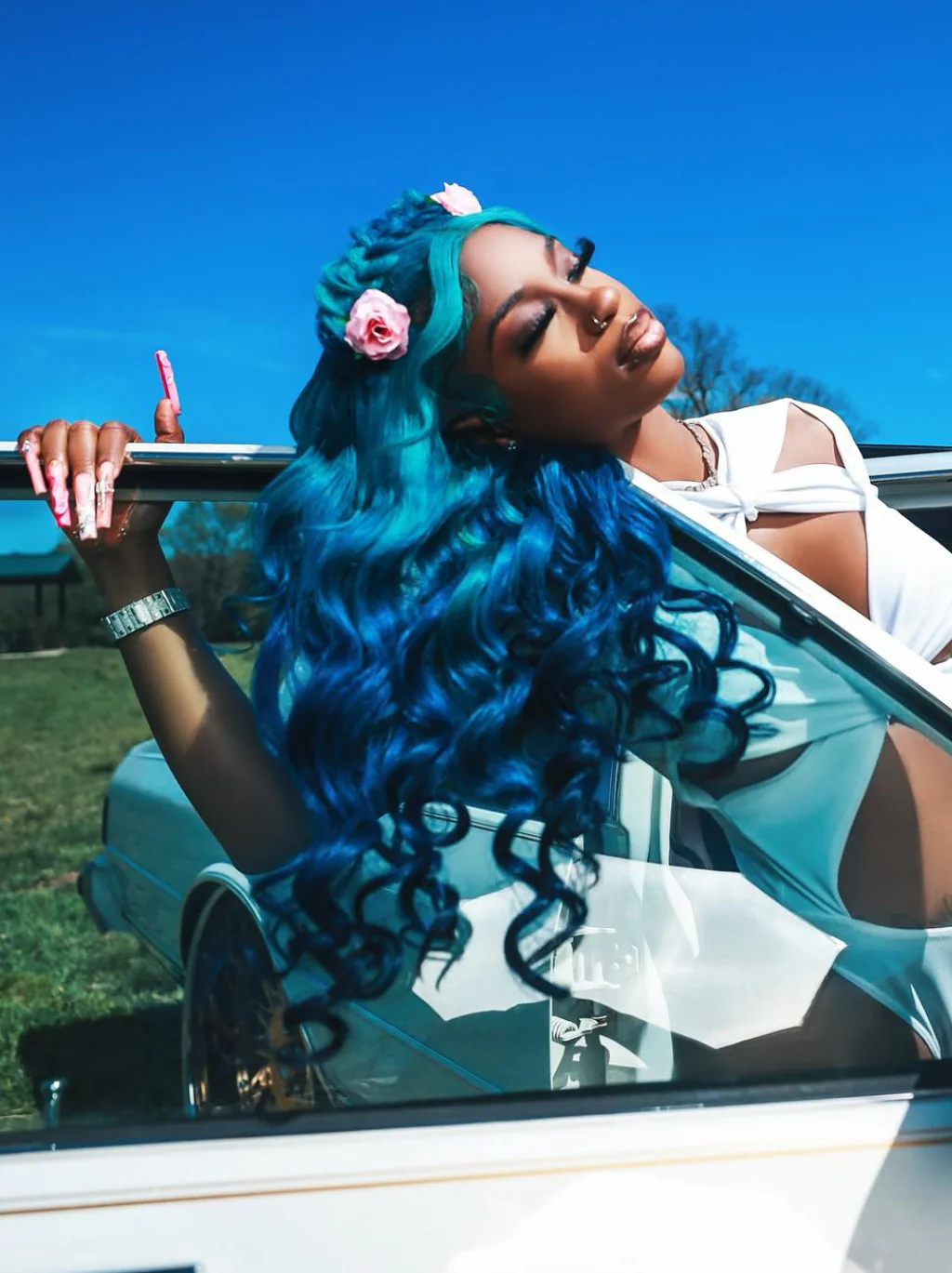 Dorsanee Ombre Blue 13x4 Lace Front Loose Wave Human Hair Wigs - Image 5