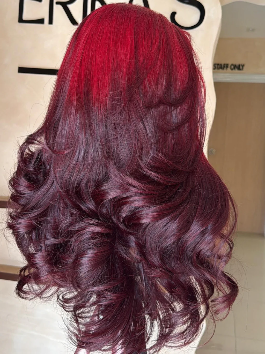Dorsanee Ombre Bright Burgundy Cherry Deep Wine Red 13x4 Lace Front Virgin Human Hair Wig - Image 2