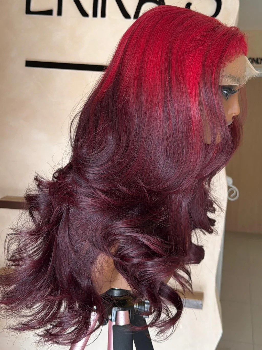 Dorsanee Ombre Bright Burgundy Cherry Deep Wine Red 13x4 Lace Front Virgin Human Hair Wig - Image 3