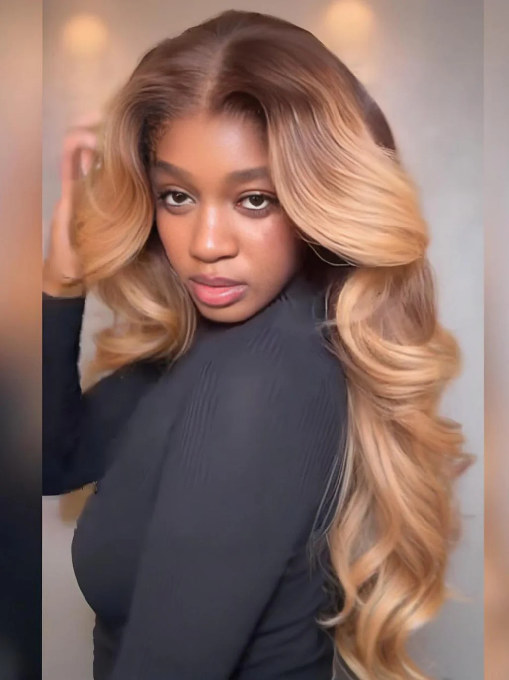 Dorsanee Ombre Brown Strawberry Honey Blonde 13x4 Lace Front Human Hair Wig - Image 3