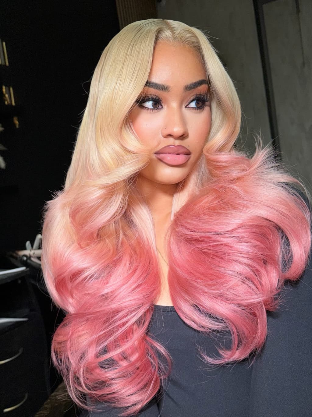 Dorsanee Ombre Champagne Blonde Dusty Rose Pink 13x4 Lace Front Human Hair Wigs 200 Density - Image 3