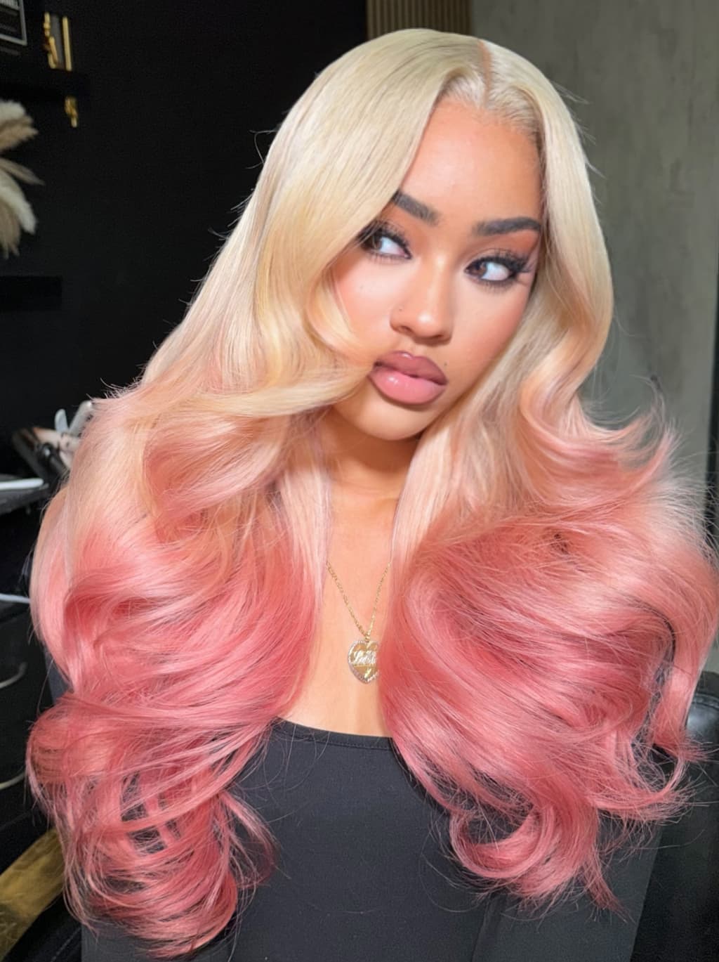 Dorsanee Ombre Champagne Blonde Dusty Rose Pink 13x4 Lace Front Human Hair Wigs 200 Density - Image 4