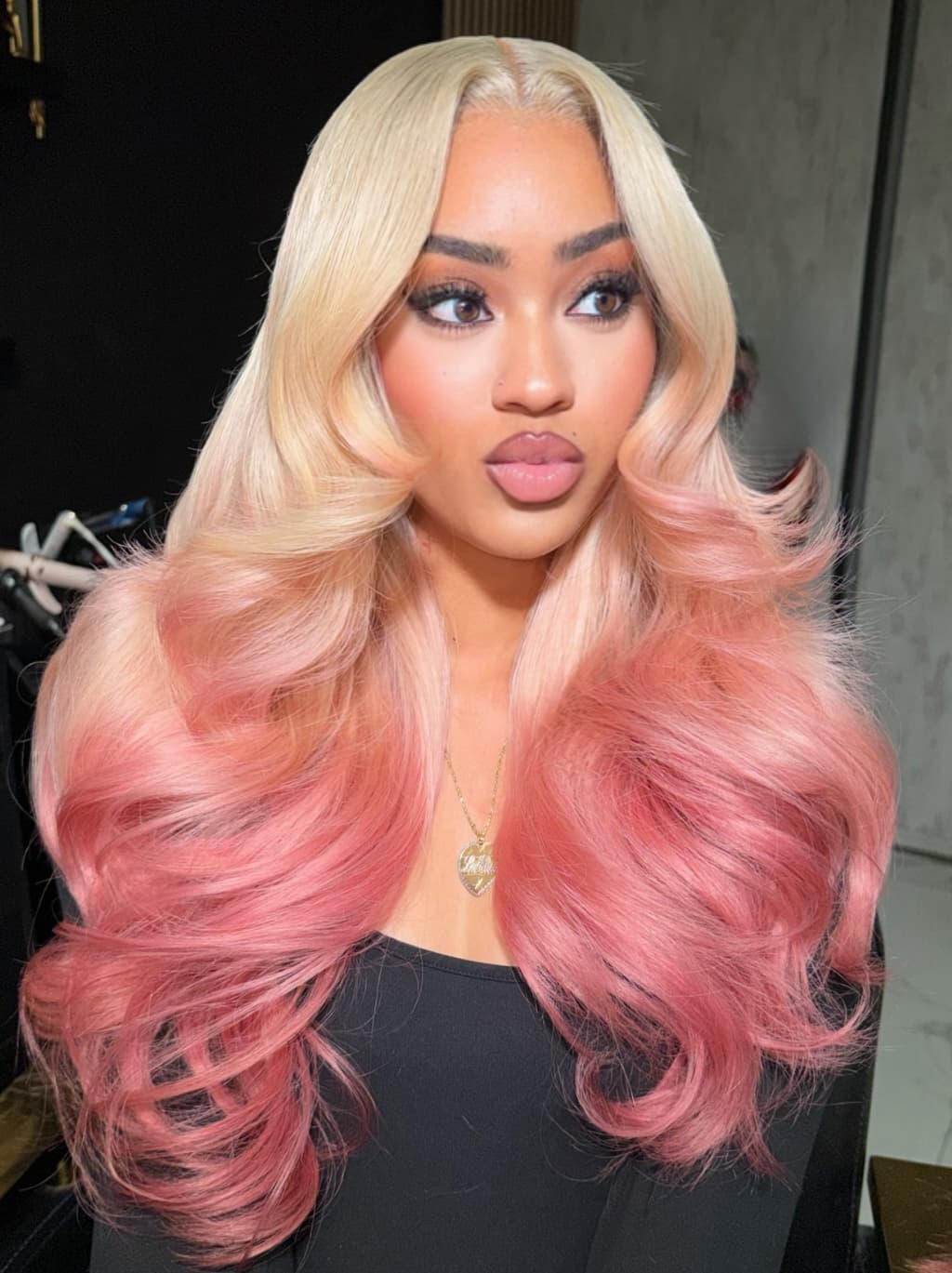 Dorsanee Ombre Champagne Blonde Dusty Rose Pink 13x4 Lace Front Human Hair Wigs 200 Density - Image 5