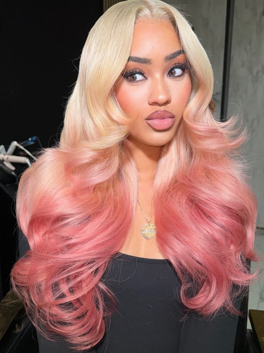 Dorsanee Ombre Champagne Blonde Dusty Rose Pink 13x4 Lace Front Human Hair Wigs 200 Density - Image 6