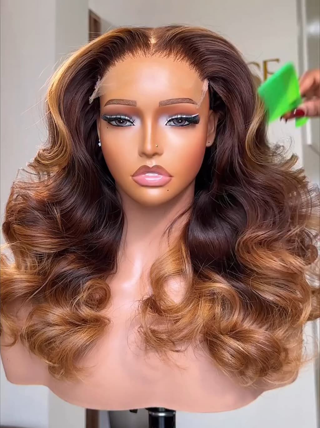 Dorsanee Ombre Deep Chestnut Brown Honey Copper Caramel Blonde Sun-kissed 13X4 Lace Front Human Hair Wigs 250 300 Density