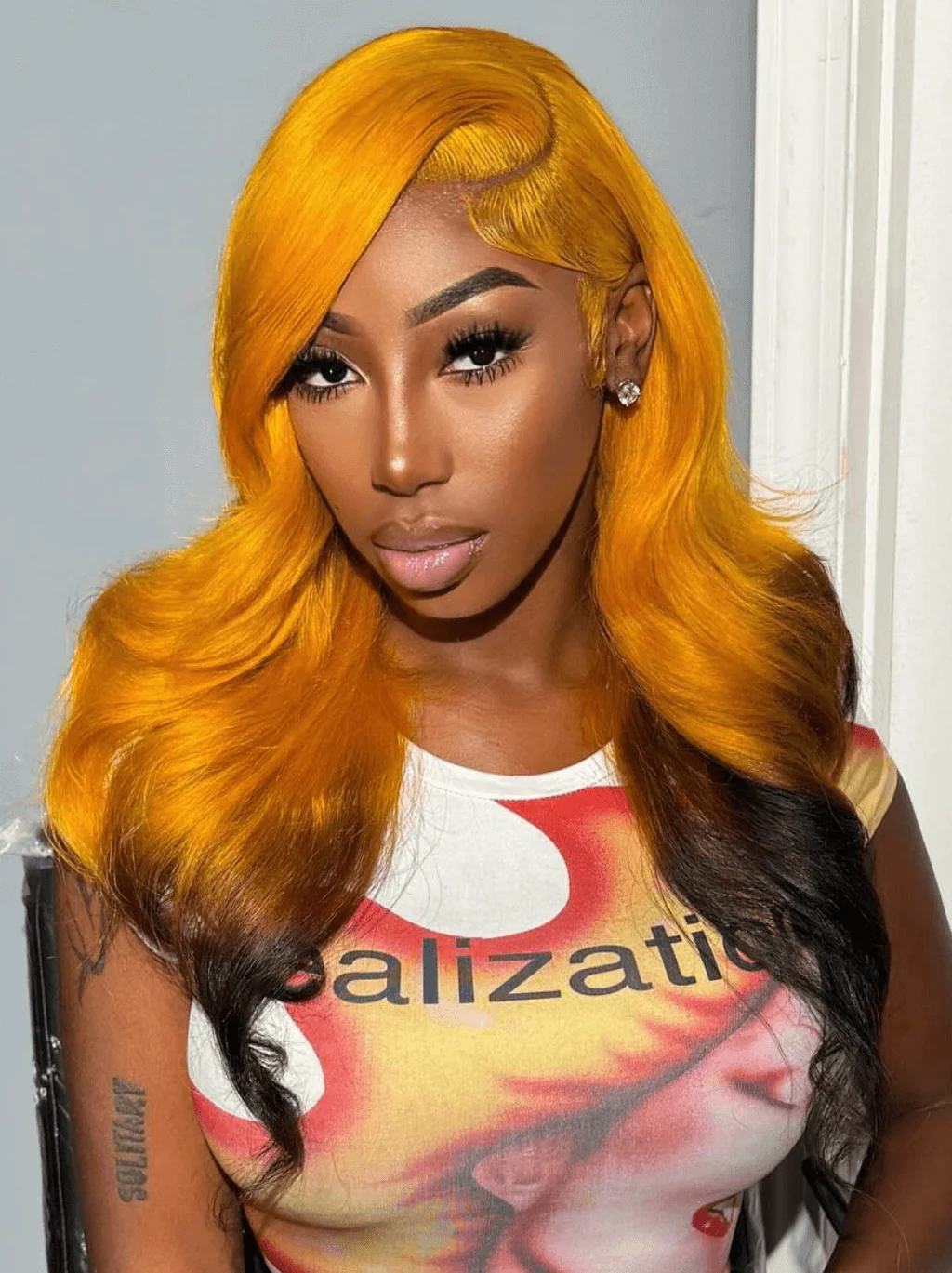 Dorsanee Ombre Ginger Black Body Wave 13x4 HD Lace Front Virgin Human Hair Wigs - Image 3