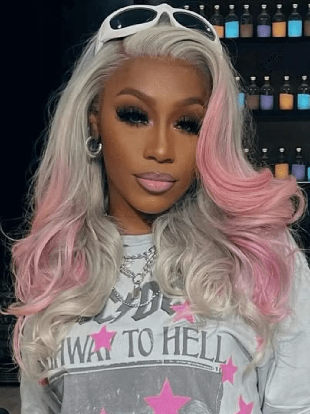 Dorsanee Ombre Gray Pink Straight Body Wave HD Lace Front Virgin Human Hair Wig - Image 2
