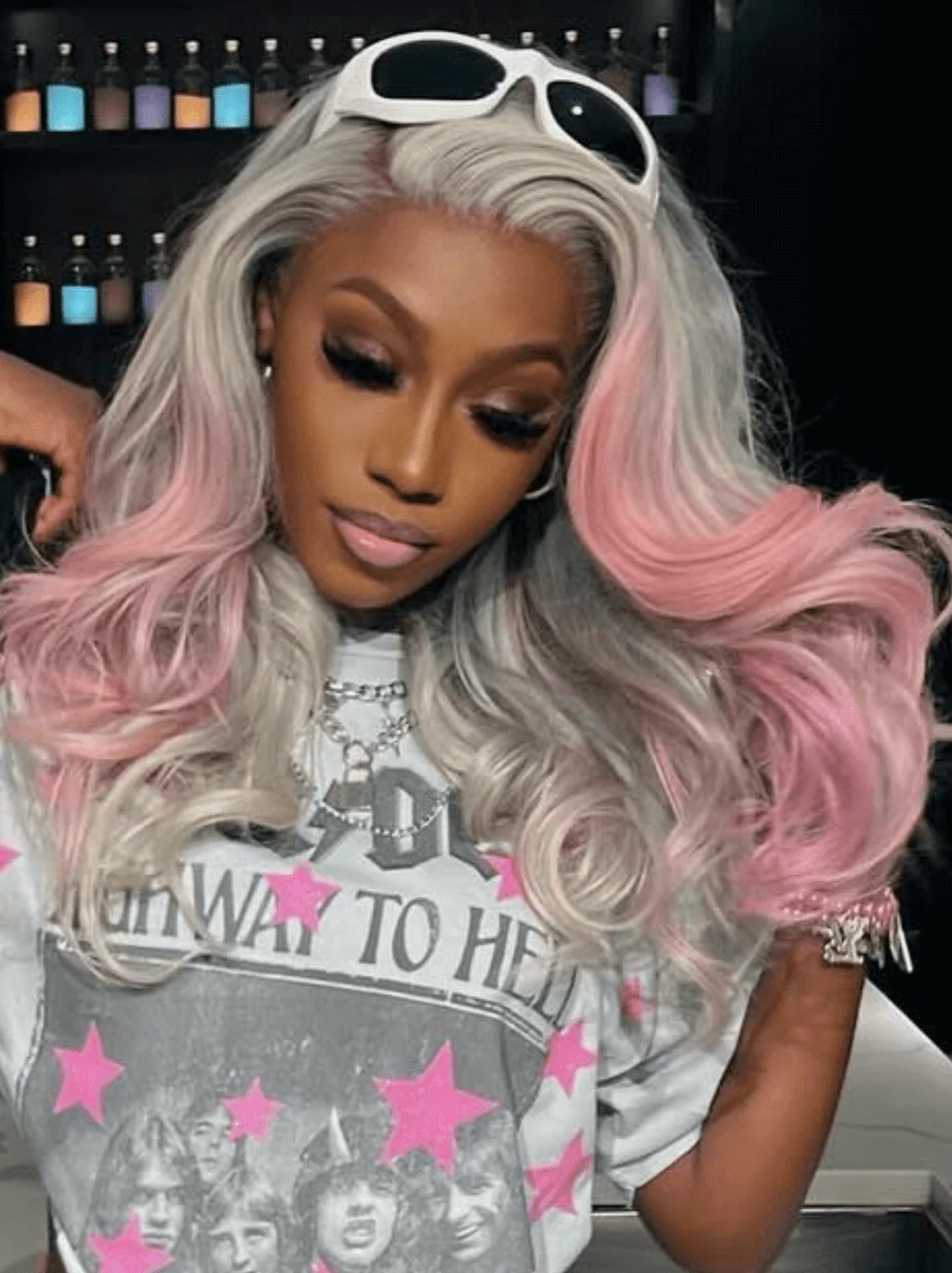 Dorsanee Ombre Gray Pink Straight Body Wave HD Lace Front Virgin Human Hair Wig - Image 5