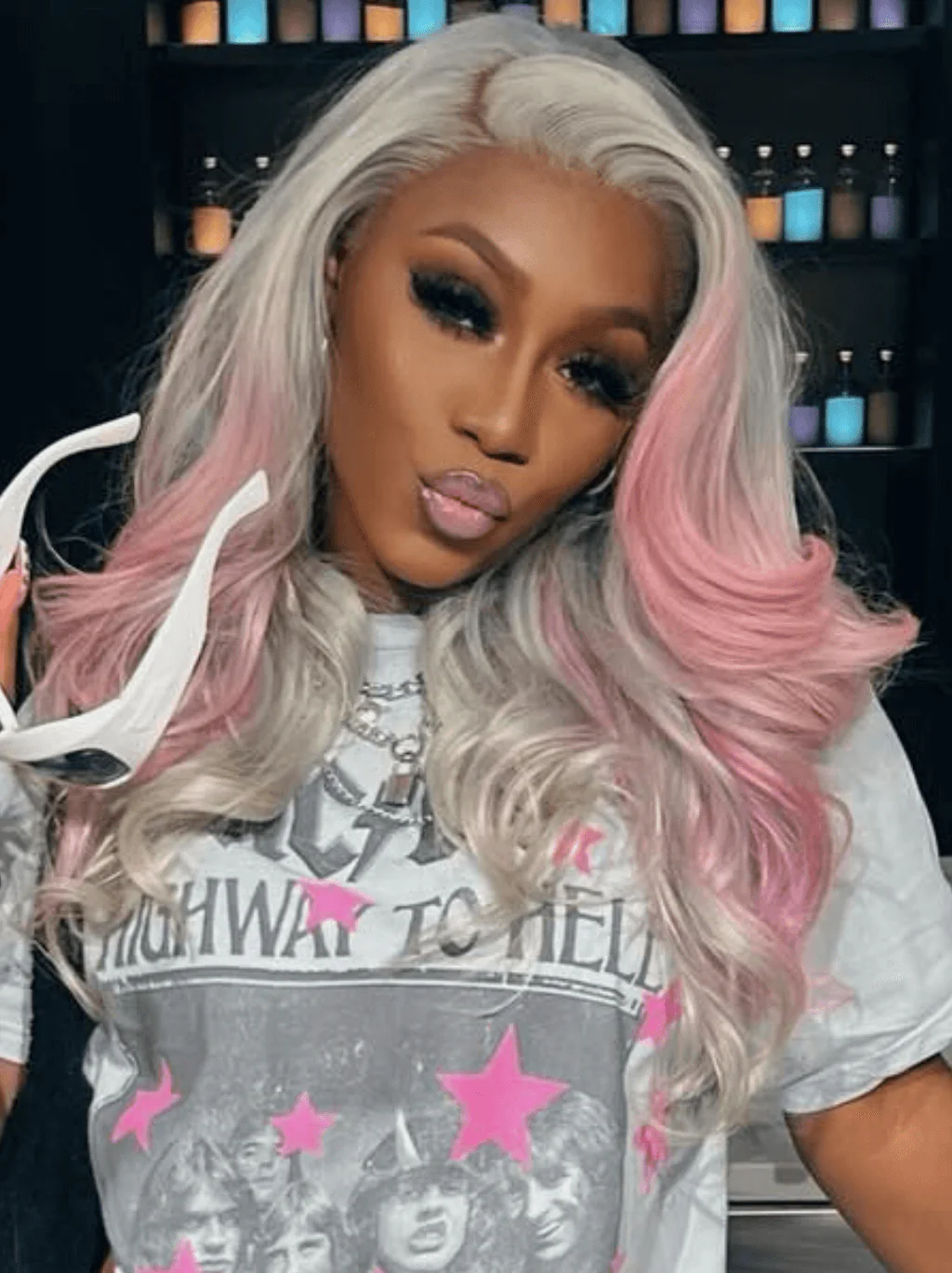 Dorsanee Ombre Gray Pink Straight Body Wave HD Lace Front Virgin Human Hair Wig - Image 6