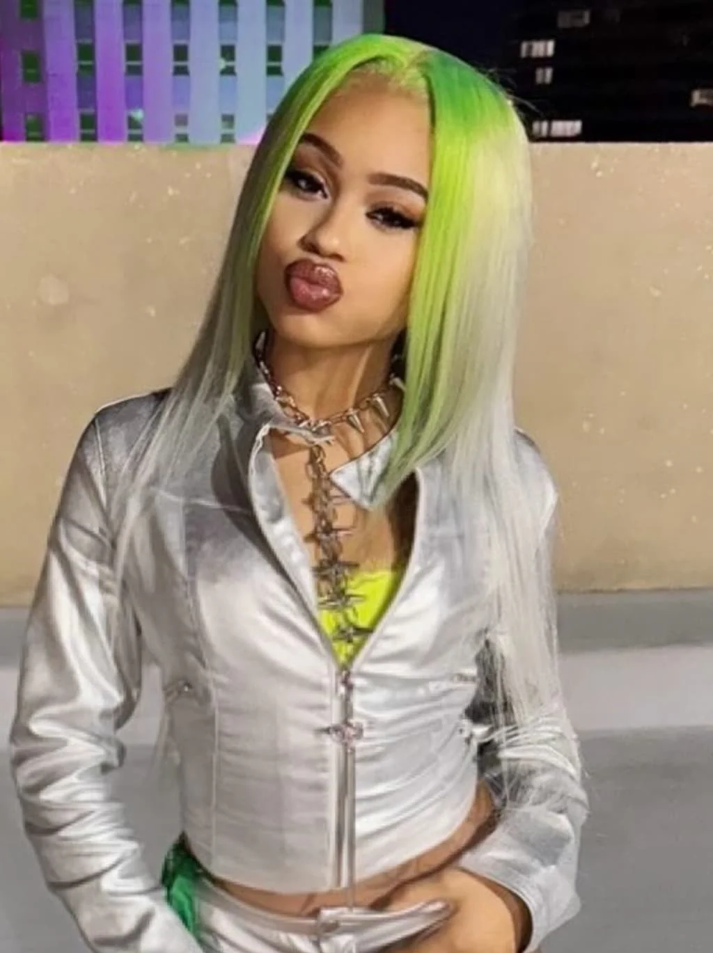Dorsanee Ombre Green Gray 13x4 Lace Front Virgin Human Hair Wigs 200 Density - Image 2