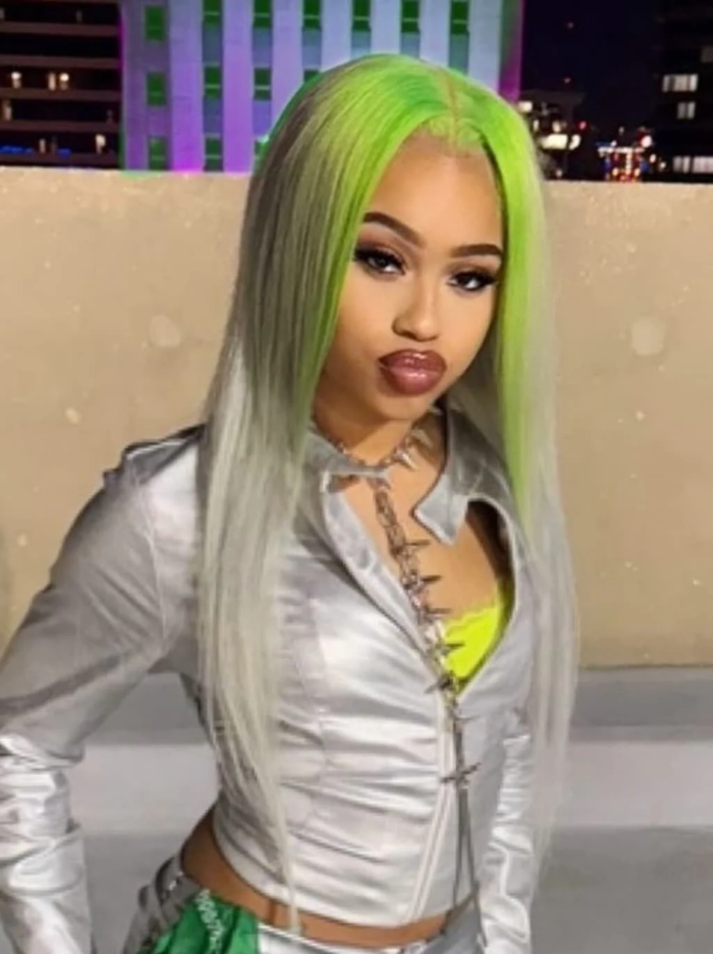 Dorsanee Ombre Green Gray 13x4 Lace Front Virgin Human Hair Wigs 200 Density - Image 3