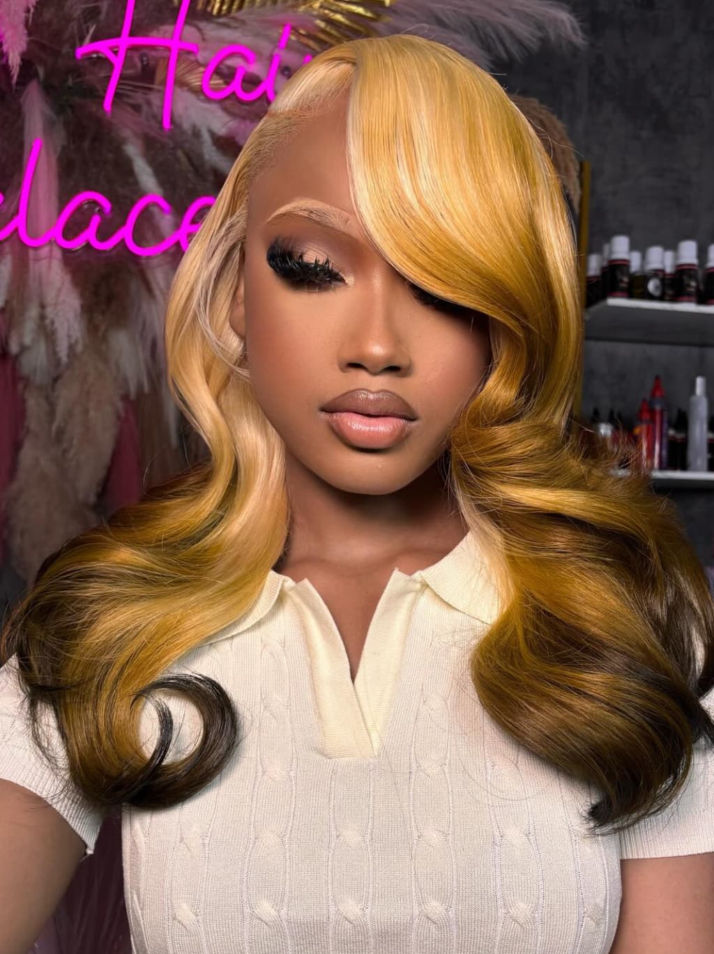 Dorsanee Ombre Honey Blonde Dark Brown 13x4 Lace Front Human Hair Wigs - Image 2