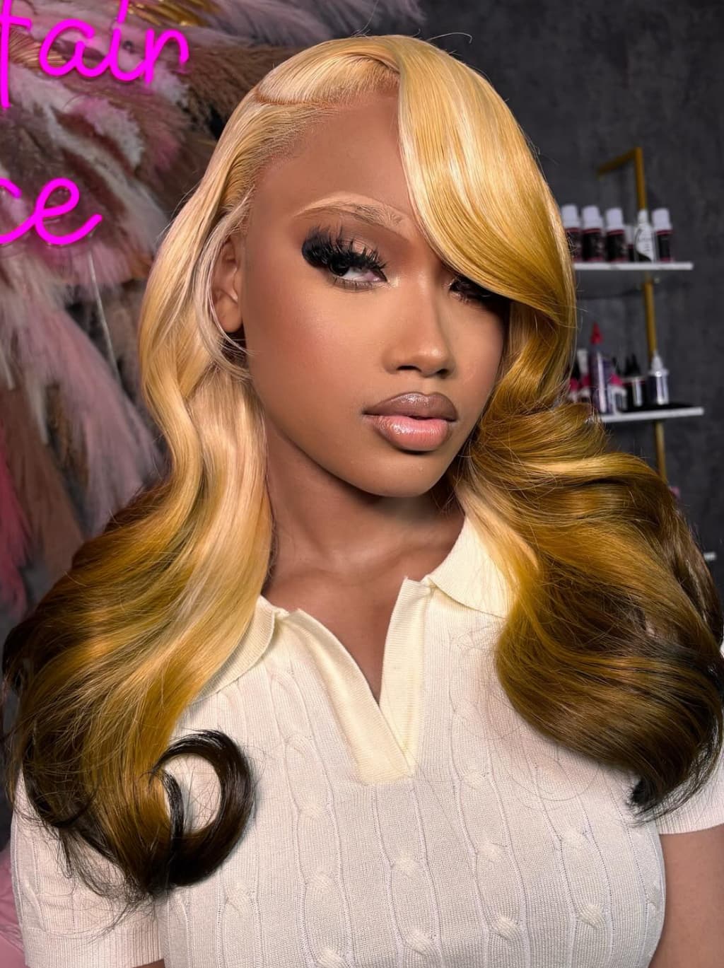 Dorsanee Ombre Honey Blonde Dark Brown 13x4 Lace Front Human Hair Wigs - Image 4