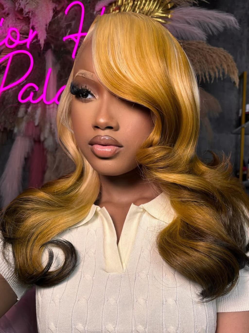 Dorsanee Ombre Honey Blonde Dark Brown 13x4 Lace Front Human Hair Wigs - Image 5