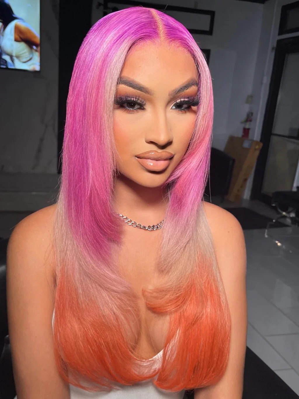 Dorsanee Ombre Lavender Blonde Orange Wig 200 Density 13x4 Lace Front Body Wave Human Hair Wigs - Image 3