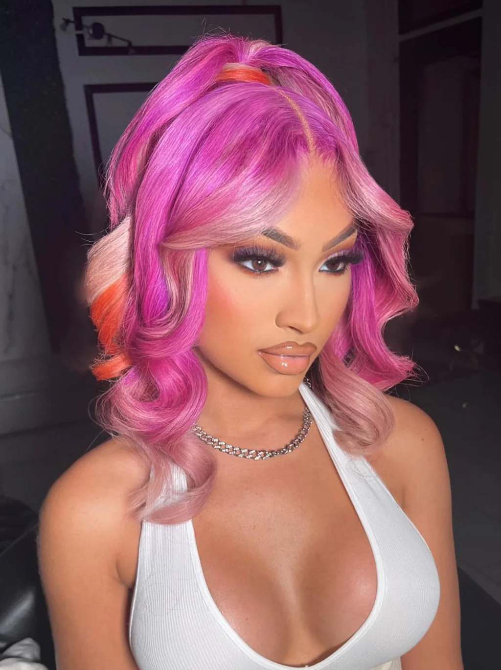 Dorsanee Ombre Lavender Blonde Orange Wig 200 Density 13x4 Lace Front Body Wave Human Hair Wigs - Image 4