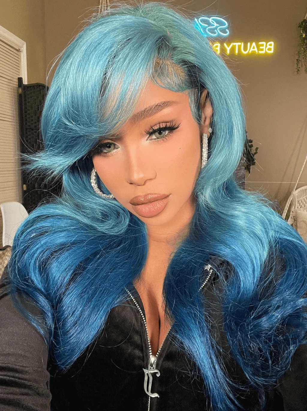 Dorsanee Ombre Light Dark Blue Straight Body Wave HD Lace Front Human Hair Wig - Image 5