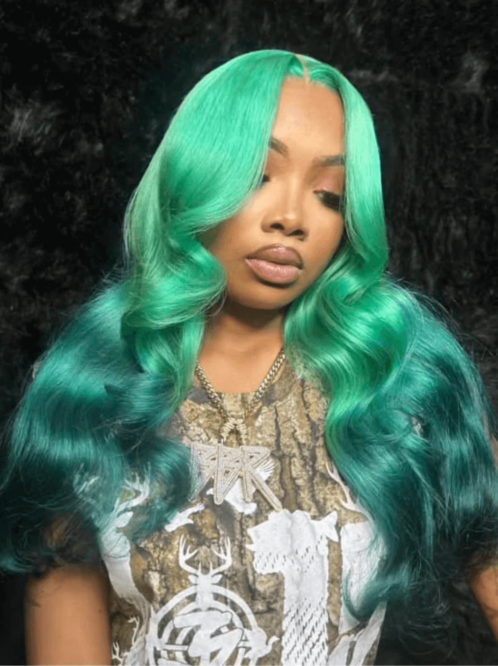 Dorsanee Ombre Light Emerald Green 200 Density 13x4 Lace Front Human Hair wig - Image 3