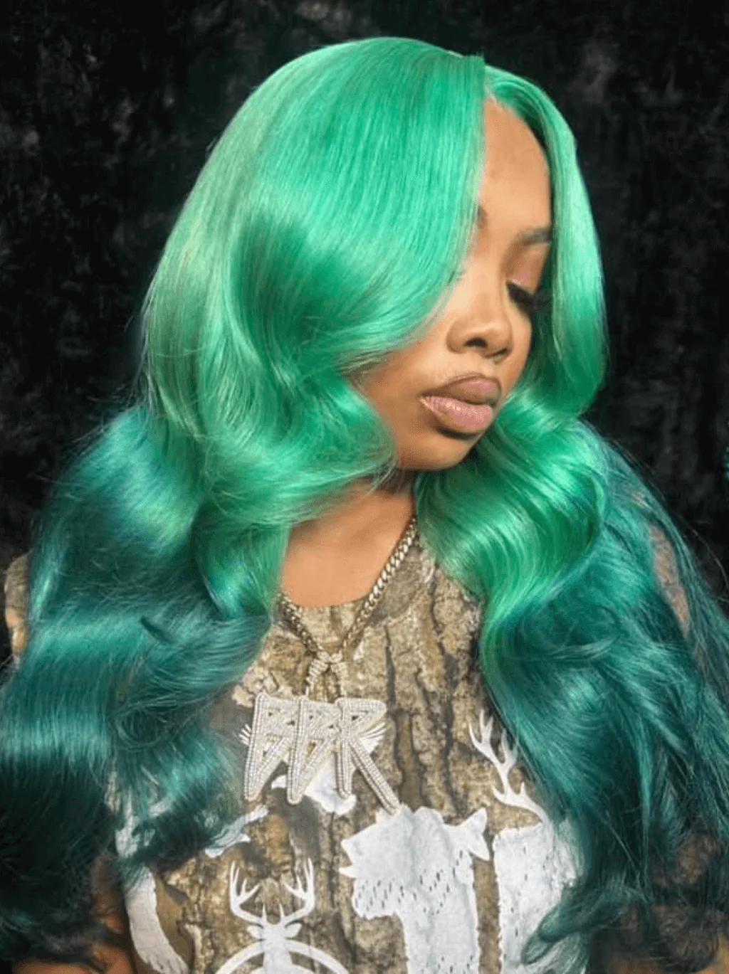 Dorsanee Ombre Light Emerald Green 200 Density 13x4 Lace Front Human Hair wig - Image 4