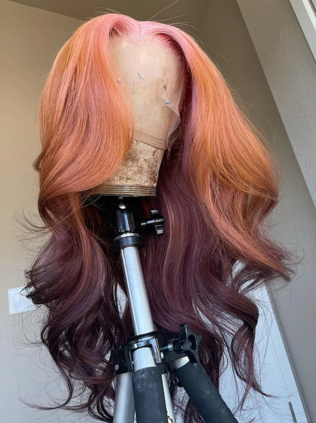 Dorsanee Ombre Pastel Pink Ginger Orange Dark Chocolate Brown 13X4 Lace Front Human Hair Wigs - Image 4