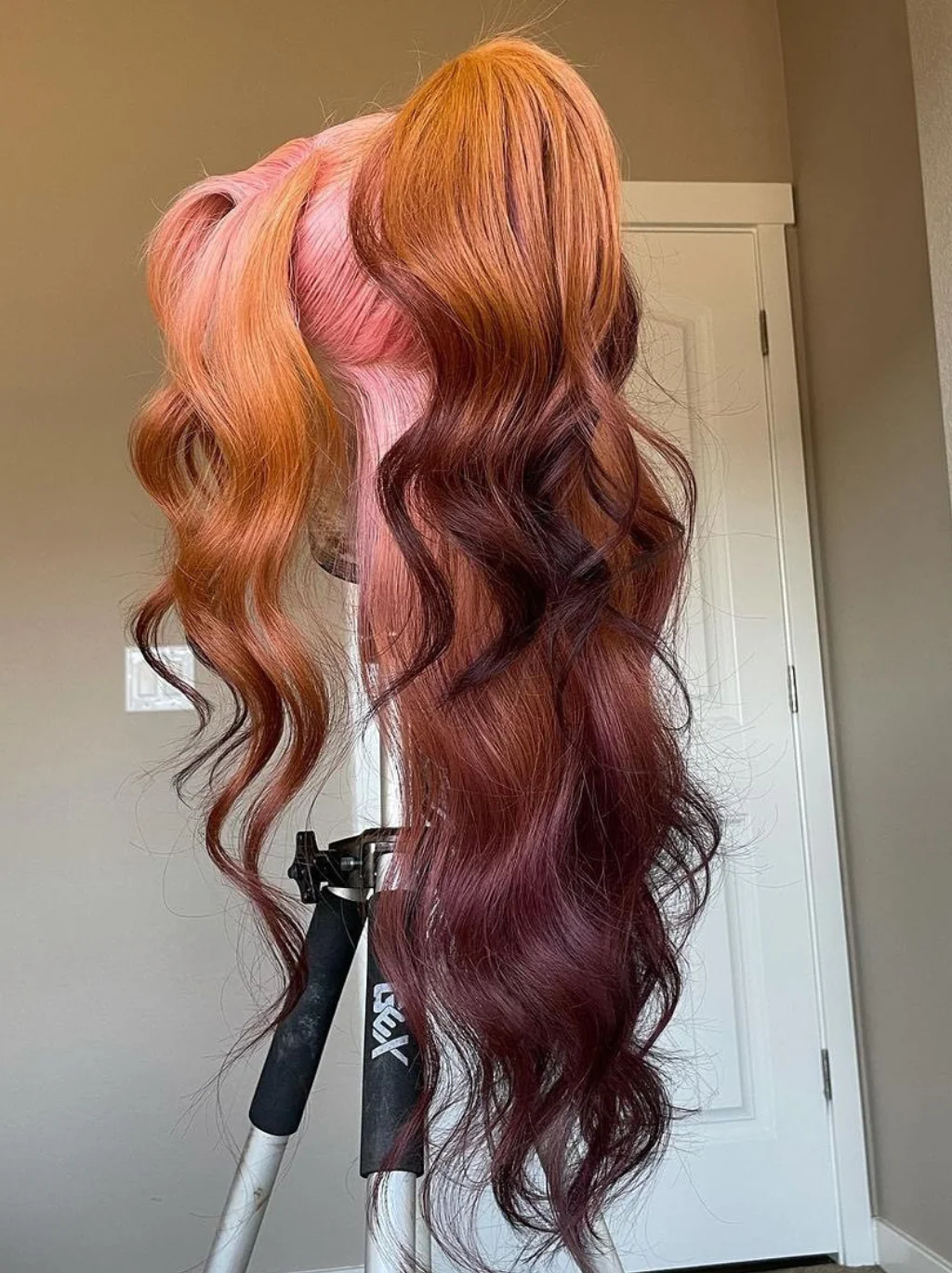 Dorsanee Ombre Pastel Pink Ginger Orange Dark Chocolate Brown 13X4 Lace Front Human Hair Wigs - Image 5