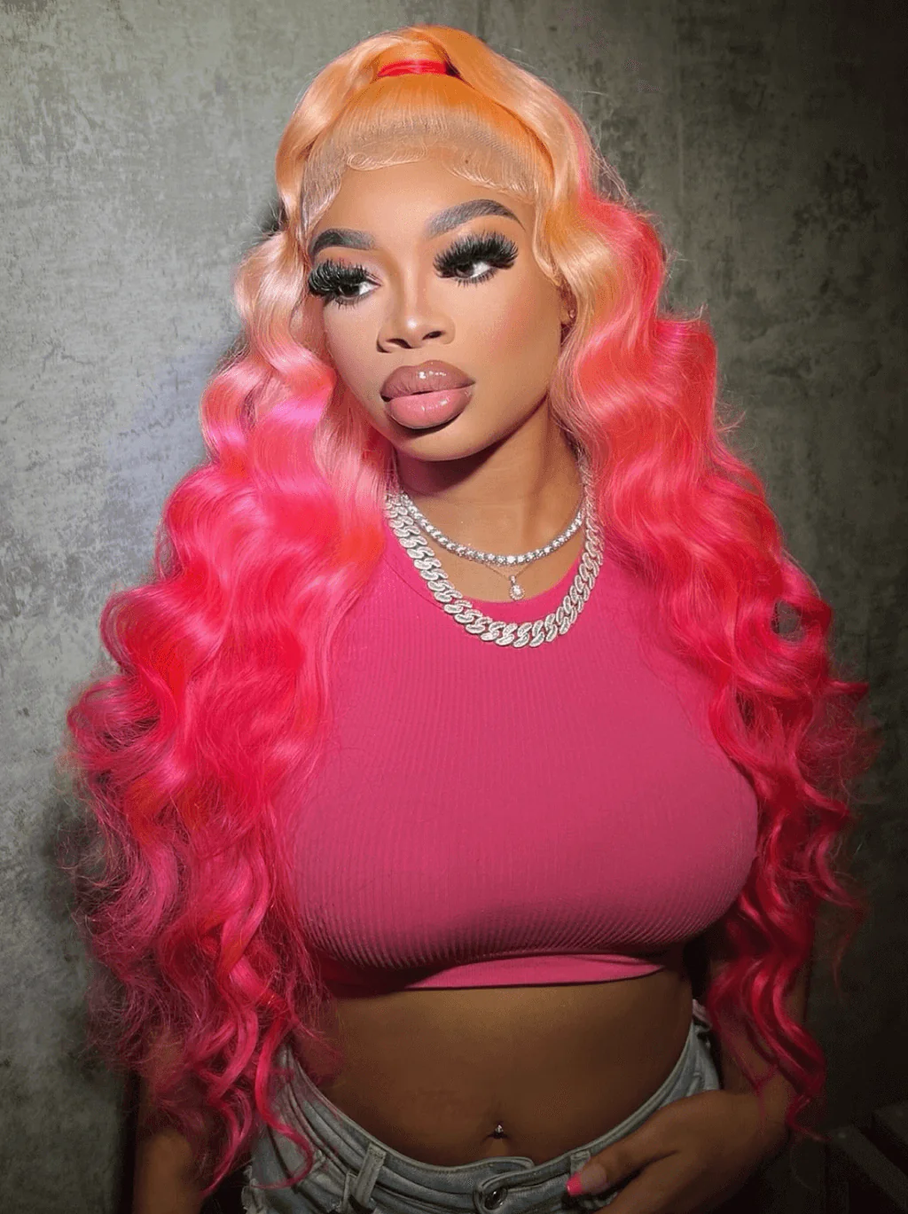 Dorsanee Ombre Peach Pink Blonde Red 13x4 HD Lace Front Virgin Human Hair Wigs - Image 2