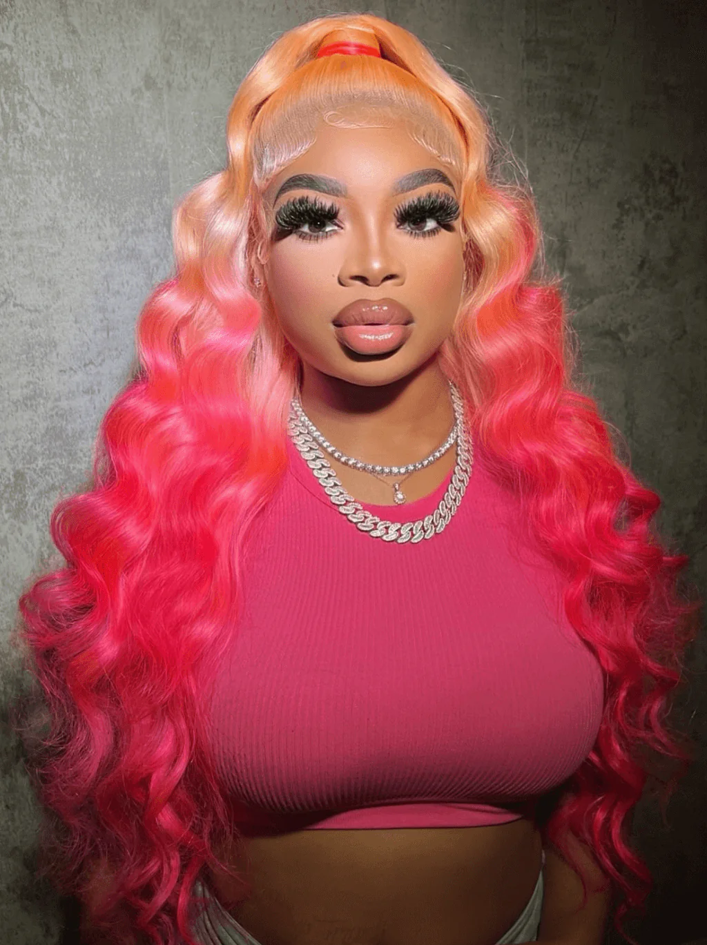 Dorsanee Ombre Peach Pink Blonde Red 13x4 HD Lace Front Virgin Human Hair Wigs - Image 4