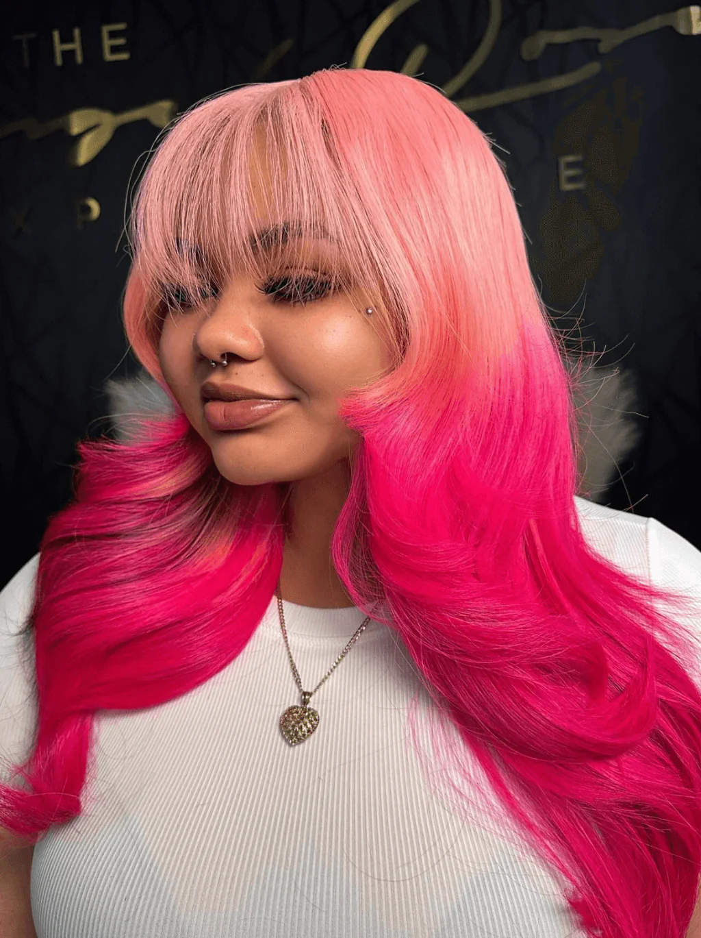 Dorsanee Ombre Pink Red Color With Black Highlight Bone Straight Human Hair Wig - Image 2