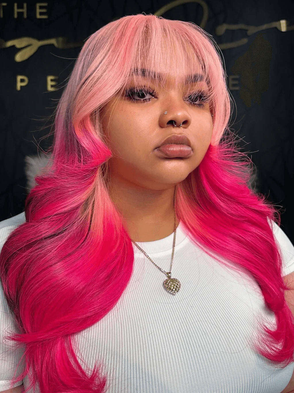Dorsanee Ombre Pink Red Color With Black Highlight Bone Straight Human Hair Wig - Image 3